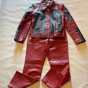 Metrostyle Leather Colorblock Jacket with 
Matching Pants Size 8